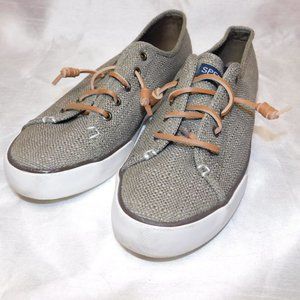 Sperry Top Sider Green Weave Size 9.5M